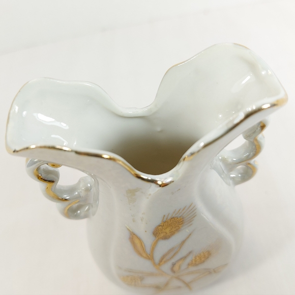 Betson Iridescent White Gold Small Porcelain Hand Painted Vintage Bud Vase - Picture 3 of 7